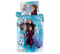 Disney Frozen Dekbedovertrek - Eenpersoons - 140 x 200 cm - Katoen | Ropa de cama reversible | Frozen 2 | Elsa Anna Kristoff Sven & Olaf | Bosque otoñal | 100% Algodón Oeko-Tex | Licencia
