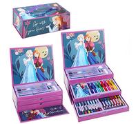 Disney Frozen Frozen Kids - Juego de 52 piezas de papelería para colorear con punta de fieltro de acuarela, lápices y crayones, juego de viaje para niños, 13,27 g (paquete de 52) (0000563356)