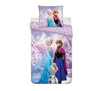 Disney Frozen - Juego de cama infantil (100% algodón, funda nórdica de 100 x 140 cm y funda de almohada de 40 x 45 cm), diseño de Elsa y Anna