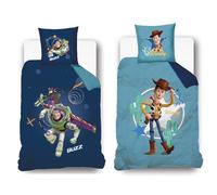Disney - Funda nórdica reversible Toy Story - Recto Buzz Lightyear - Verso Woody - 140x200 cm + 1 funda de almohada - 100% Algodón - Azul