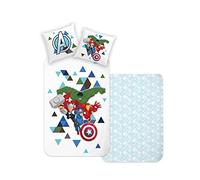 Disney Home Avengers Juego de Ropa de Cama Reversible, 135 x 200 cm, Funda de Almohada de 80 x 80 cm, 100% algodón, 2 Piezas, Hulk, Iron Man, Capitán América, Suave y Agradable a la Piel