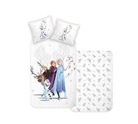 Disney Home Frozen Juego de Ropa de Cama Reversible para niños, 135 x 200 cm, Funda de Almohada de 80 x 80 cm, 2 Piezas, Elsa, Anna, Kristoff y Olaf, Ropa de Cama Suave y Agradable a la Piel, 100