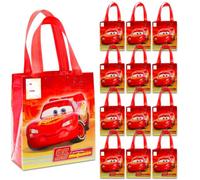 Disney Juego de 12 bolsas de regalo de fiesta de autos de Disney para niños, bolsas reutilizables a granel (suministros de fiesta de cumpleaños Lightning McQueen)