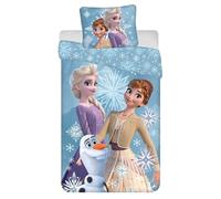 Disney - Juego de cama infantil (140 x 200 cm, funda de almohada de 50 x 70 cm, 100% algodón), diseño de Frozen