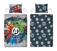 Disney Juego de Funda nórdica Individual con Licencia Oficial Avengers | Ropa de Cama Reversible con diseño de héroes en Ambos Lados, Que Incluye una Funda de Almohada a Juego