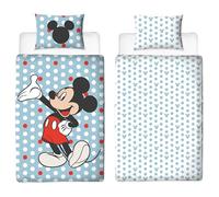 Disney Juego de Funda nórdica Individual con Licencia Oficial de Mickey Mouse Ropa de Cama Reversible de Dos Caras con diseño Azul, Que Incluye una Funda de Almohada a Juego