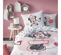 Disney Juego de ropa de cama de Minnie Mouse, ropa de cama para niña, 1 funda de almohada de 80 x 80 cm y 1 funda nórdica de 135 x 200 cm, 100% algodón