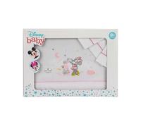 Disney - Juego de sábanas cuna Minnie Mouse 100% algodón 3 PIEZAS Blanco Rosa Original (encimera, bajera y funda de almohada)