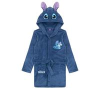 Disney Lilo & Stitch - Albornoz para niña (forro polar, con capucha y orejas, talla 128-176 cm), azul oscuro, 140