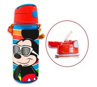 Disney Mickey Mouse Botella De Aluminio 600Ml Con Pajita Para Niños Térmica