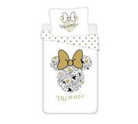 Disney Minnie Mouse - Juego de cama reversible para niños, 140 x 200 cm y almohada de 70 x 90 cm, 100% algodón, cierre de cremallera