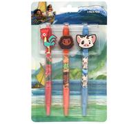 Disney Moana 3pk Pens with Rubber Character Clip on Card
