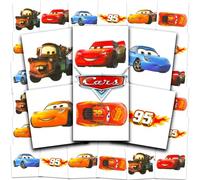 Disney Paquete de 72 tatuajes de autos para fiestas, 72 tatuajes temporales perforados individuales de 2 x 2 pulgadas para niños y niñas (suministros para fiestas de coches)