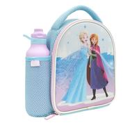 Disney Polar Gear - Lonchera oficial de Frozen con botella de agua para niños, suministros de regreso a clases, bolsa de Frozen - Fiambrera aislada de poliéster 600D para niñas con Elsa y botella de