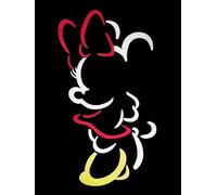 Disney Póster decorativo de pared Serie Cartoon Mickey Minnie Mouse Silueta sobre fondo negro Impresión sobre papel Patinata 40 x 30 cm sin marco