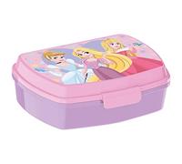 Disney Princess - Fiambrera para niños con un compartimento, fiambrera de plástico con cierre de clip, para guardería, escuela y ocio