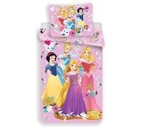 Disney Juego de funda nórdica y funda de almohada Princesas Rosa y multicolor 1 unidad
