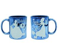 Joy Toy Taza Princesas Disney Blancanieves y Cenicienta Azul metálico, cerámica, 320 ml, Caja regalo