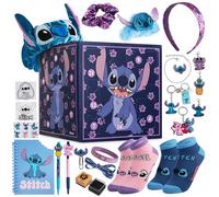 Disney Stitch Calendario Adviento 2025 Calendário Cuenta Atrás para Navidad 24 Sorpresas Papelería y Accesorios Collar Llavero Bolígrafo Calcetines (Stitch Azul 2)