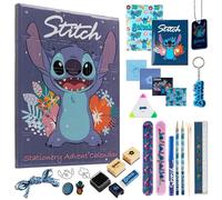 Disney Stitch Calendario Adviento 2026 Calendário Cuenta Atrás para Navidad 24 Sorpresas Papelería y Accesorios Collar Llavero Bolígrafo Calcetines (Stitch Azul 1)