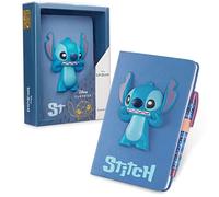 Disney Stitch Cuaderno A5 Libreta Pequeña con Portada Stitch 3D - Notebook Ideal como Diario Secreto Infantil Material Escolar Regalos Cumpleaños Niños Colegio Azul