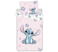 Disney Stitch Juego de Cama con Cremallera, para niños, sábanas de algodón 140x200 cm, Oeko-Tex