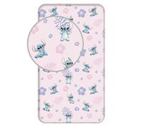 Jerry Fabrics Sábana bajera ajustable Disney Stitch 90 x 200 + 25 cm 100% algodón diseño de flores