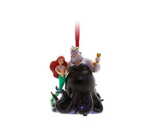 Disney Store - Adorno colgante oficial de Ariel y Úrsula cantando, la sirenita, 11 cm, bonito personaje para decoración de árbol de Navidad con diseño esculpido y dije plateado 2020