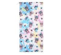 Disney Store Toalla de playa Stitch & Angel 2 en 1 con función mochila, tie-dye, multicolor con conchas, ligera y práctica