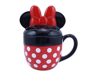Disney Taza con forma de Minnie Mouse con tapa, taza de Minnie Mouse, taza 3D, taza de regalo de oficina