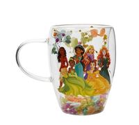Disney - taza de cristal decorativa con diseño floral de princesas pa