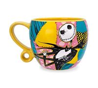 Disney The Nightmare Before Christmas Jack and Sally Patchwork - Taza de cerámica con asa esculpida de 473 ml