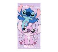 Disney Toalla Oficial Lilo y Stitch 100% algodón | Sensación súper Suave | Diseño “Chill” con Angel y Stitch hogar, baño, Playa y Piscina | Tamaño único 70 × 140 cm