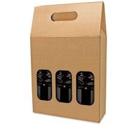 Disok Lote de 10 Caja Regalo Cartón Ventana 3 Botellas Kraft 100% Disok