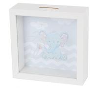 Disok - Lote de 12 Huchas Elefante de Madera Infantil - Hello World - 15.5x15cm - Regalos Bautizo detalles recuerdos bautizos