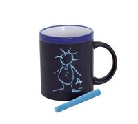 DISOK - Lote de 36 Tazas Pizarra para Colorear Cerámica En Cajita Individual Azul - Tazas para colorear de niños - Detalles para Cumpleaños, Comuniones y Bodas