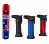 DISPAU 3 Mini Sopletes para Cocina Flambeador de Gas con Llama Ajustable Perfecto para Caramelizar, Crema Catalana y Barbacoas ¡Con 1 Botella Gas Rellenables con 5 Adaptadore Gratis!