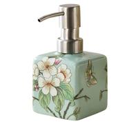 Dispensación Dispensador de jabón cerámica con Forma cúbica Hecho a Mano for baño, Cocina y Ducha Decoración para Cocina(Apple Flower Green)