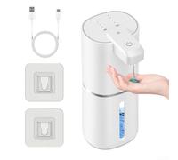 Dispensador automático de jabón de montaje en pared con capacidad de 380 ml, niveles de dispensación de espuma ajustables y diseño moderno compacto para baño, cocina y (gel blanco)