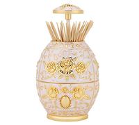 Dispensador Automático de Palillos de Dientes, estilo retro dorado con patrón floral, fabricado en aleación de zinc, for uso en cocina, baño y oficina