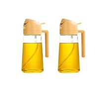 Dispensador de aceite, Pulverizador 2 En 1, Vertedor De Aceite, Botella Vacía, Contenedor Plástico, Dispensador, Vaporizador, Cocina, Barbacoa, Utensilios Acampada para freidora, ensalada(2Pcs Yellow)
