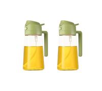 Dispensador de aceite, Pulverizador 2 En 1, Vertedor De Aceite, Botella Vacía, Contenedor Plástico, Dispensador, Vaporizador, Cocina, Barbacoa, Utensilios Acampada para freidora, ensalada(2Pcs Green)