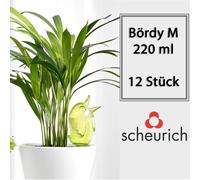 Dispensador de agua Scheurich Bördy M | 12 unidades, color verde | Capacidad de 220 ml | Esfera de riego pequeña con base de arcilla | Dispensador de agua para plantas y flores, con soporte de terraco