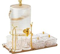 Dispensador De Bebidas 3,5 L con Grifo, Cubo Tetera Frutas Acrílico for El Hogar, Jarra Pico, for Jugo, Ideal for Fiestas Barbacoa Picnic Al Aire Libre Y Más(Gold)