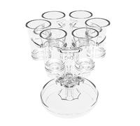 Dispensador de bebidas de genérico con 6 vasos de chupito de 45 ml, dispensador de vertido de tiro | Boquilla de vidrio para juegos, sin contacto de acrílico para jugo de cóctel, whisky