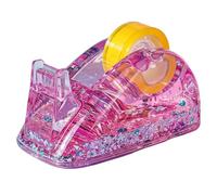 Dispensador de cinta de escritorio con cuerpo transparente, B | Base líquida con purpurina, cortador frontal, herramienta de escritorio de 13 cm para uso en mesa de estudio