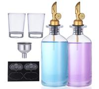Dispensador de enjuague bucal de | Botella de vidrio para enjuague bucal de 12 oz con boquilla de acero inoxidable, embudo, etiquetas, tazas, dispensador de enjuague bucal para aceites