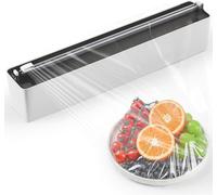 Dispensador de film transparente con cortador – Magnético y adhesivo – Sin necesidad de taladrar – Cortador de film para film transparente y papel de aluminio – Cajón dispensador de film