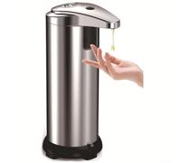 Dispensador de jabón automático de 20 cm, diseño compacto sin contacto | Acero 304, cepillado inoxidable para superficie, resistente al agua, para una base ABS duradera, fácil de limpiar