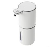 Dispensador de jabón compacto montado en la pared que soporta jabones de espuma o líquidos con depósito de 380 ml y cuatro opciones de nivel de dispensación (espuma blanca)